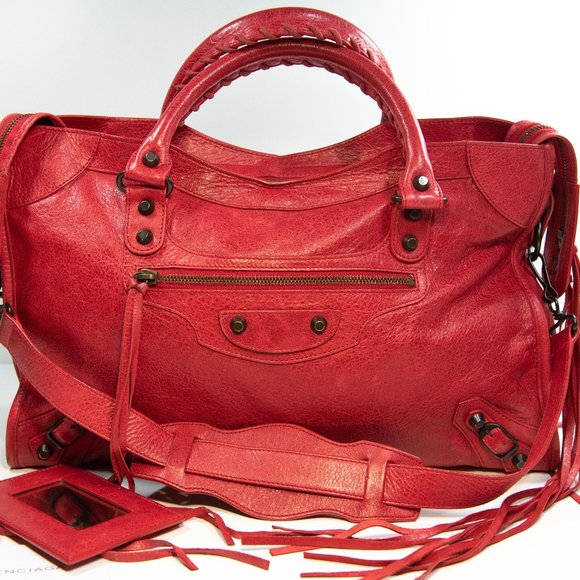 Red Balenciaga Motorcycle City Bag - Picture 2 of 13